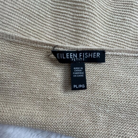 Eileen Fisher Petite Womens PL Organic Linen Sweater Beige Round-Neck Pullover - Picture 3 of 7